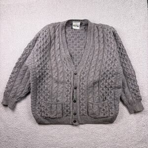 Gaeltarra Aran Sweater Mens L Cardigan Irish Cable Knit Crafts Cottage Grandpa